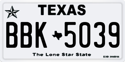 TX license plate BBK5039