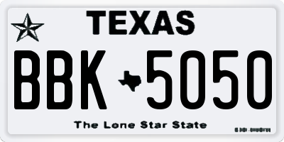 TX license plate BBK5050