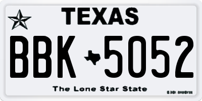 TX license plate BBK5052