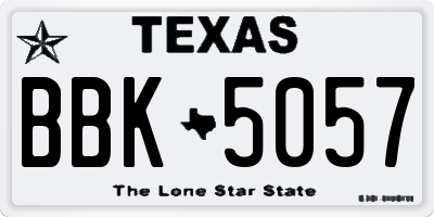TX license plate BBK5057