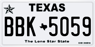 TX license plate BBK5059