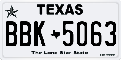 TX license plate BBK5063