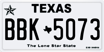 TX license plate BBK5073