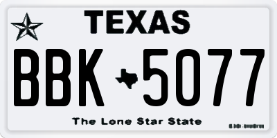 TX license plate BBK5077