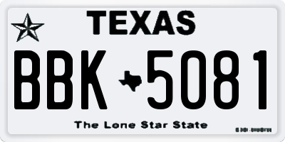 TX license plate BBK5081