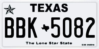 TX license plate BBK5082