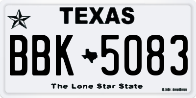 TX license plate BBK5083
