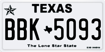 TX license plate BBK5093