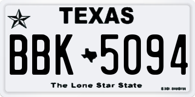 TX license plate BBK5094
