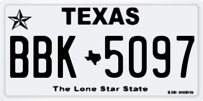 TX license plate BBK5097