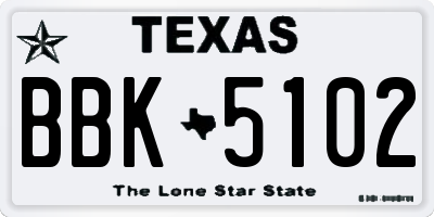 TX license plate BBK5102