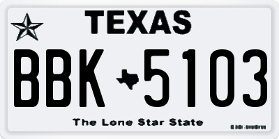 TX license plate BBK5103