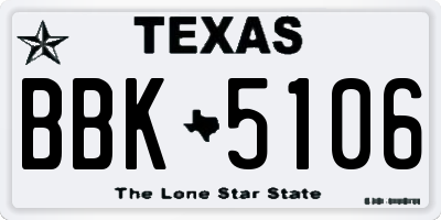 TX license plate BBK5106