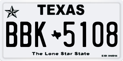 TX license plate BBK5108