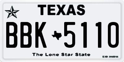 TX license plate BBK5110