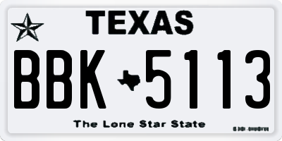 TX license plate BBK5113