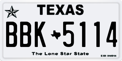 TX license plate BBK5114
