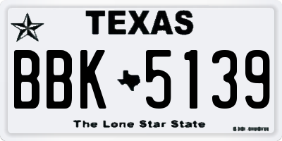 TX license plate BBK5139