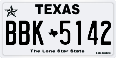 TX license plate BBK5142