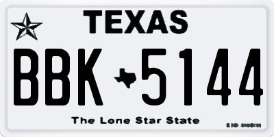 TX license plate BBK5144