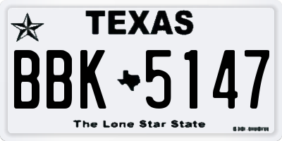 TX license plate BBK5147