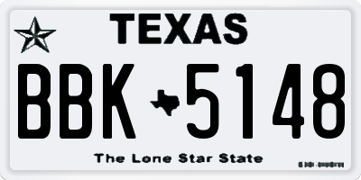 TX license plate BBK5148