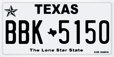 TX license plate BBK5150
