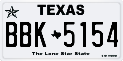 TX license plate BBK5154