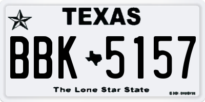 TX license plate BBK5157
