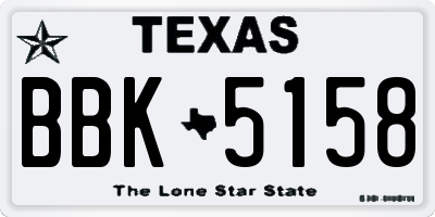TX license plate BBK5158
