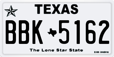 TX license plate BBK5162