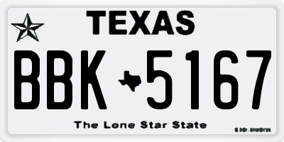 TX license plate BBK5167