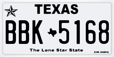 TX license plate BBK5168