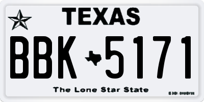 TX license plate BBK5171