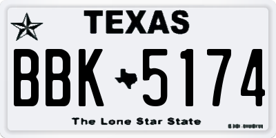 TX license plate BBK5174