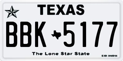 TX license plate BBK5177