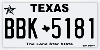 TX license plate BBK5181