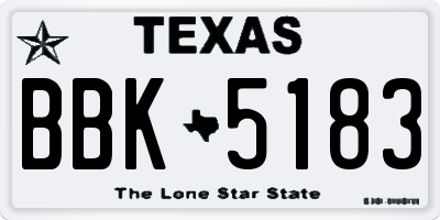 TX license plate BBK5183