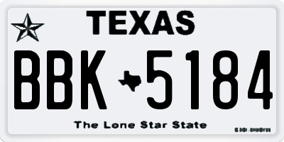 TX license plate BBK5184