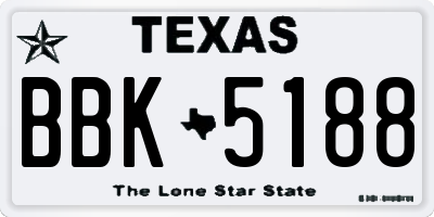TX license plate BBK5188