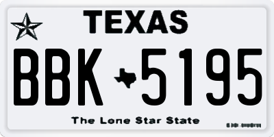 TX license plate BBK5195