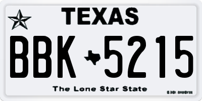TX license plate BBK5215