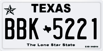 TX license plate BBK5221