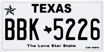 TX license plate BBK5226