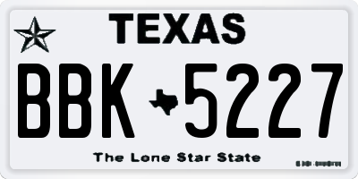 TX license plate BBK5227