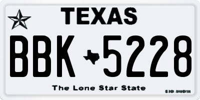 TX license plate BBK5228