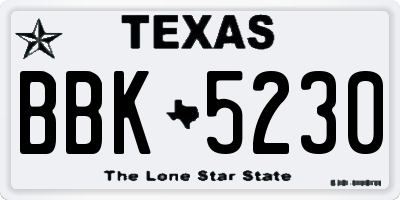 TX license plate BBK5230