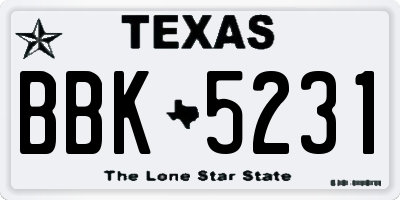 TX license plate BBK5231