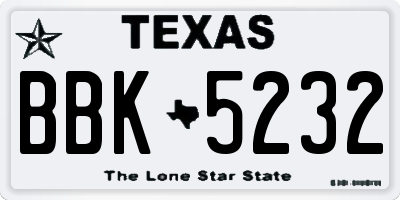 TX license plate BBK5232