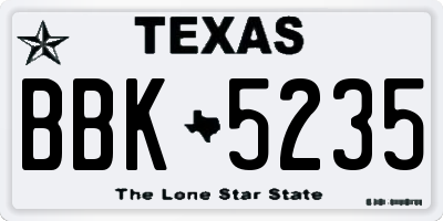 TX license plate BBK5235